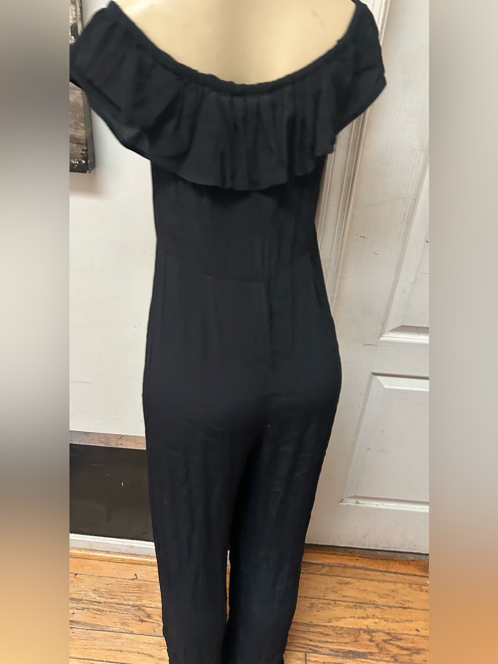 Xhilaration Black Off-Shoulder Ruffle Jumpsuit